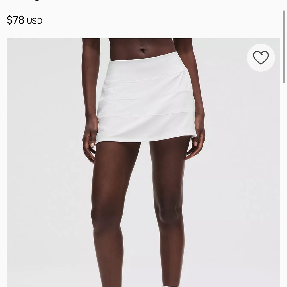 Lululemon Pace Rival Mid-Rise Skirt Short in White